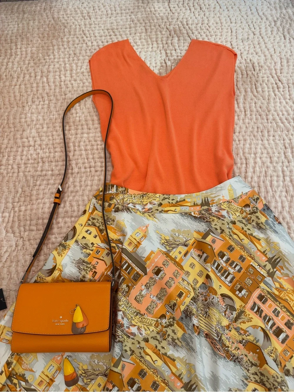 kate spade  Crossbody Bag with matching skirt, top and earrings S-M NEW